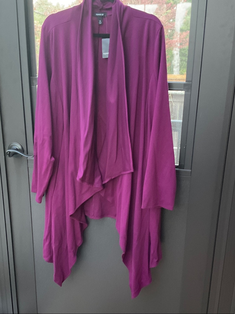 torrid Waterfall Draped Cardigan in Magenta